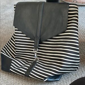 Black and White Striped Women's Bag